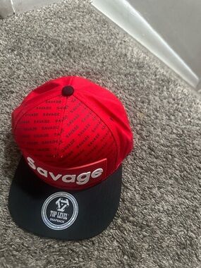 Savage Men's Red and Black Snapback Hat